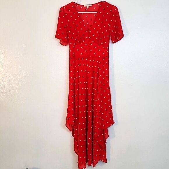 MAJE Raola Dress Red Floral Embroidered Midi - Picture 2 of 16